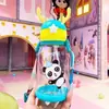 Taza de agua para niños preescolar escuela primaria taza a prueba de caídas para bebé linda estudiante niña asta botella de agua con pajita