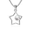 Estilo Coreano Joia de Estrela Coreana Pingente Banhado a Prata Moda Estrela de Cinco Pontas Verão Feminino Colar com Pingente de Pérola Estrela Versátil