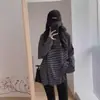 Camiseta Larga de Manga Larga con Rayas Grandes Estilo Europeo Otoño Coreana para Mujer Estilo Perezoso Holgado Top de Longitud Media Falta