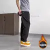 25 Calças Funcionais de Inverno para Exterior com Etiqueta Branca Triangular Branca, Largas, Forradas com Fleece, Quentes, Estilo Workwear Americano para Homens e Mulheres, Calças Casuais