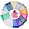 Bolsa de organza com cordão multicolorida, bolsa de malha transparente com cordão, para joias, doces de casamento, embalagem de presente, bolsa de armazenamento para sachês