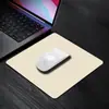 Mouse Pad Quadrado Pequeno Couro PU Impermeável e Resistente a Manchas Escritório Cor Pura Mouse Pad Simples Logo Impresso Desk Pad