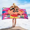 Toalha de banho de secagem rápida infantil de grandes dimensões Giz de cera Pequena nova toalha de praia Microfibra Velo de dupla face Toalha de praia com impressão digital