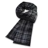 Bufanda de Cuadros Negra y Gris Estilo Británico para Hombre, Cálida Gruesa de Invierno Versátil, Mezcla de Lana Cuadros Estilo Masculino