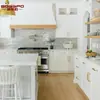 Fábrica de Guangzhou Armários Americanos de Madeira Maciça Personalizados para Casa Inteira Armários de Cozinha Europeus com Ilha Comércio Exterior Francês Feito Sob Medida Geral