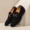 Mocasines de Ante de Color Sólido para Hombre Otoño 2024 Estilo Coreano Talla Grande Slip-On Zapatos Casuales de Oficina de Cuero para Hombre