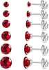 3-10mm Piercing Sexy Demasiado Alto Azul Esmeralda Negro Rojo Acero Inoxidable Redondo Circonita Aretes de Tachuela Venta al por Mayor