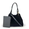 Estilo Otoño e Invierno Primera Capa Cuero Nobuck Tejido Bolsa de Paracaídas Transfronteriza Portátil Bolsa Cubo Moda Bolso de Hombro Cruzado para Mujer