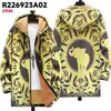 Chaqueta de Nuevo Estilo Transfronteriza con Elementos de Patrón Multicolor, Cárdigan con Capucha y Cremallera 88, Abrigo de Algodón Polar Espeso de Invierno con Forro Amarillo