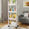 Estante pequeño con ruedas para el hogar, para snacks, de piso, multicapa, para sala de estar, con bolsa de almacenamiento, móvil, cocina, cesto para frutas y verduras