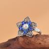 Anel King Cervo Dourado Prata S925 Esmalte Cloisonné Incrustado Pérola de Água Doce Flor Peônia Anel Aberto Queimado Azul Antigo Joias Femininas