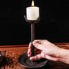 Retro nostálgico Lámpara de aceite de hierro hecha a mano folclórica hierro fundido puro Candelero chino ceremonia del té Lámpara Zen adornos para decoración del hogar