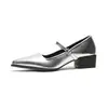 Zapatos de Piel de Vaca con Punta para Mujer, Elegante Estilo Mary Jane, Boca Baja, Primavera y Otoño, Hebilla de Piel de Oveja, Cuero Genuino Modelo Nuevo