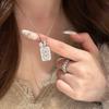 Colar com Pingente Meio Antigo Super Brilhante Totalmente Cravejado de Diamantes Sem Nada Corrente para Vestido Diário Moda Elegante Exquisito Feminino