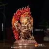 Buda Yuan Hui Nepal Feito à Mão 7 polegadas 20 cm Cobre Meio Dourado Esculpido Cabeça de Cavalo Rei Kong Corpo Duplo Protetor Buda