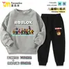 Ropa Roblox Sudadera para Niños Traje de Primavera y Otoño Niños Dibujos Animados Top Holgado Pantalón Deportivo Conjunto de Dos Piezas