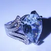 Zhen Rong desea un nuevo anillo de circonita con incrustaciones en forma de gota de agua y pera, creativo europeo y americano, diamante flash, compromiso, joyería de plata al por mayor