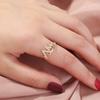 Anillo de bodas con diseño de ECG, estilo vintage, ajustable, de cobre y circonitas, estilo transfronterizo europeo y americano.