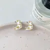 Pendientes Geométricos Irregulares de Textura Contrastante en Forma de C para Mujer, Nuevos Elegantes, Moda de Nicho, Pendientes de Diseño Versátil para Mujer