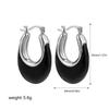 Pendientes de Acero Inoxidable con Goteo de Aceite de Colores Esmaltados en Forma de U Transfronterizos Europeos y Americanos, Pendientes de Croissant Franceses Atmosféricos y de Alta Gama para Mujer