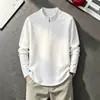 Moletom com zíper parcial e gola alta cleanfit masculino outono camiseta Henley manga longa ombro normal camada interna camada base
