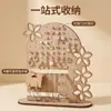 Estante de madera para joyas transfronterizo para uso doméstico, estante de escritorio para almacenamiento de pendientes, organizador de tocador con patrones innovadores