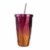 Taza Portátil de Color Degradado, Termo en Forma de Diamante con Popote, Taza de Café de Doble Capa de Acero Inoxidable, Personalización para Regalo Navideño