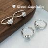 Anillo de Plata de Ley S925 con Flor de Ciruelo y Diamante, Estilo Ins de Dongdaemun, Corea, Apertura Ajustable para Dedo Índice
