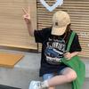 2023 Verão Roupas Infantis Novas Crianças Grandes Crianças Algodão Preto Roupas Superiores Meninas Manga Curta T-shirt Trendy