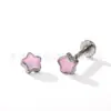 Joias de Liga de Titânio Jiangtai F136 Formato de Estrela Vidro Superfície Lisa Corpo de Liga de Titânio G23 Joias para Body Piercing Brincos