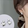 Pendientes de Plata S925 Aurchi con Colgante de Dos Corazones Brillantes Estilo Coreano Joyería Simple con Forma de Corazón para Mujer M00610