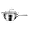 Wok Doméstico de Fondo Plano de Acero Inoxidable Grado Alimenticio 18-10, Sin Recubrimiento, Sartén Antiadherente, Espesado para Uso en Inducción