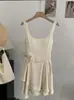 Vestido Omalai Elegante de Acetato Slim-Fit com Alças Finas para Mulheres com Toque de Luxo, Laço 3D, Vestido de Corte A que Marca a Cintura 6860