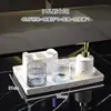 Juego de Tazas para Enjuague Bucal Combinación Taza para Lavar Portacepillos de Dientes Cerámica Portacepillos de Dientes Eléctricos Set Hogar Nórdico Lujo Ligero