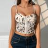 Top Corto de Tirantes Transparentes con Malla, Bordado de Flocado y Hebilla de Espina de Pescado, Estilo INS Europeo y Americano, Transfronterizo, para Chicas Populares