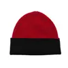Gorro de Tricô Color-Blocking Transfronteiriço Outono e Inverno para Homens e Mulheres, Gorro para Clima Frio Que Faz o Rosto Parecer Menor, Gorro de Cor Contrastante Dupla Camada Integrado Sem Costura