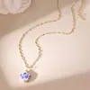 Nuevo Estilo Chino Retro Colgante de Porcelana Azul y Blanca Flor de Amor para Mujer Collar de Cerámica Cadena de Acero Inoxidable Venta Caliente Transfronteriza Al por Mayor
