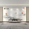 Nuevo estilo chino pintura de paisaje con tinta fondo de pared de TV sala de estar decoración de sofá película y televisión Mural de tela de pared