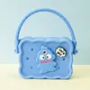 Monedero de silicona con forma de cueva cuadrada para niños, bolso cruzado para caminar, divertido y bonito bolso de silicona para cambio.