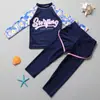 Traje de baño para niñas de manga larga, dividido, para niños medianos y grandes, estilo princesa coreana con falda, lindo estilo occidental, traje de baño para aguas termales