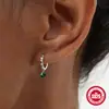 Pendientes de Plata de Ley S925 con Diamante Super Brillante y Esmeralda Pendientes Europeos y Americanos Más Vendidos Pendientes Elegantes de Colores Vivos para Mujer