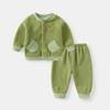 Roupas Quentes de Outono e Inverno para Bebês Veludo Grão Olímpico Fleece Espessado Forrado Fato Dividido Roupa Exterior Roupas de Outono para Bebês Roupas de Inverno Divididas para Homens e Mulheres