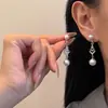 Pendientes franceses huecos de plata 925 estilo nuevo personalizados con diamantes, pendientes vintage de lujo ligero de mariposa nicho personalizados con perlas para mujer