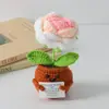 Planta de girassol em vaso tricotada à mão produto acabado decoração de casa flor tricotada fio de lã buquê de flores de crochê presente para o Dia do Professor