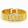 Pulsera de latón chapada en oro de 14 mm con doble hebilla para hombre, pulsera chapada en oro de 24 quilates para hombre, pulsera con reloj de flores para coche muy vendida.