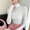 Suéter de Cachemira de Solapa Alta Nuevo de Otoño e Invierno Ropa de Primera Línea para Mujer Suéter Ajustado con Cordón Manga Larga Camisa Base Tejida Ajustada