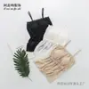 Ropa Interior Seda Seda de Morera Top de Tubo Sexy Encaje Costuras Tirante Largo Envoltura de Pecho con Almohadilla de Pecho Chaleco Interior