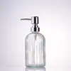Botella de Lavado de Manos de Rayas Verticales de Alta Calidad, Vidrio Espeso, Botella Dispensadora Multifuncional para Loción y Gel de Ducha, Botella de Vidrio Resistente a la Humedad y al Calor