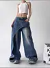 Verão 2025 Novo Modelador Jeans Retrô Peça Cortada de Designer Jeans Degradê Lavado Calças Casuais Femininas