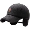 Gorra de béisbol informal de invierno para ganar gorro de otoño e invierno para mediana edad y ancianos protección cálida para los oídos gorra de algodón gorra bordada a cuadros